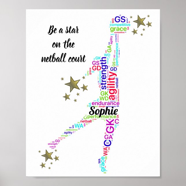 Motivational Quote Netball Star Poster (Front)