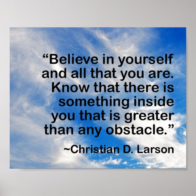 Motivational Quote Never Quit Believe in Yourself Poster (Front)