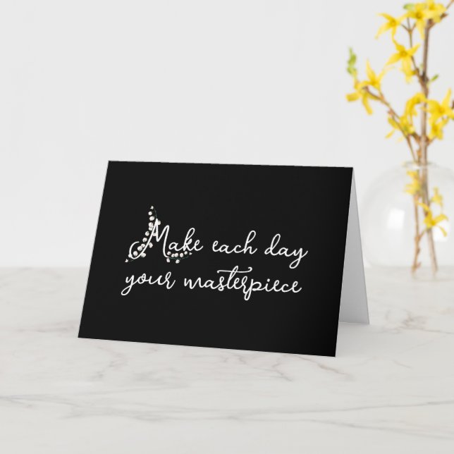 Motivational Quote on Black Card (Yellow Flower)