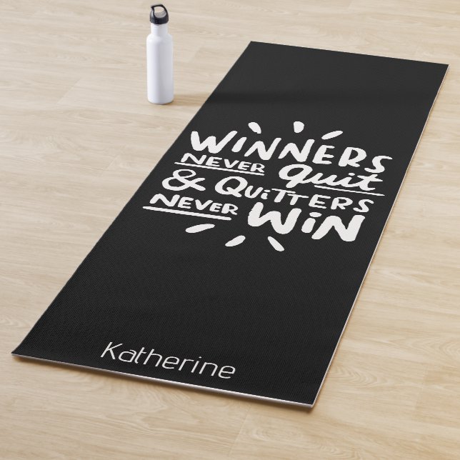 Motivational Quote personalised name Workout Black Yoga Mat (In Situ)