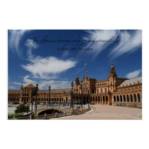 Motivational Quote- Plaza De Espana, Sevilla Poster