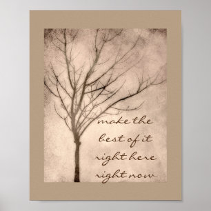 motivational quote poster nature art sepia tree