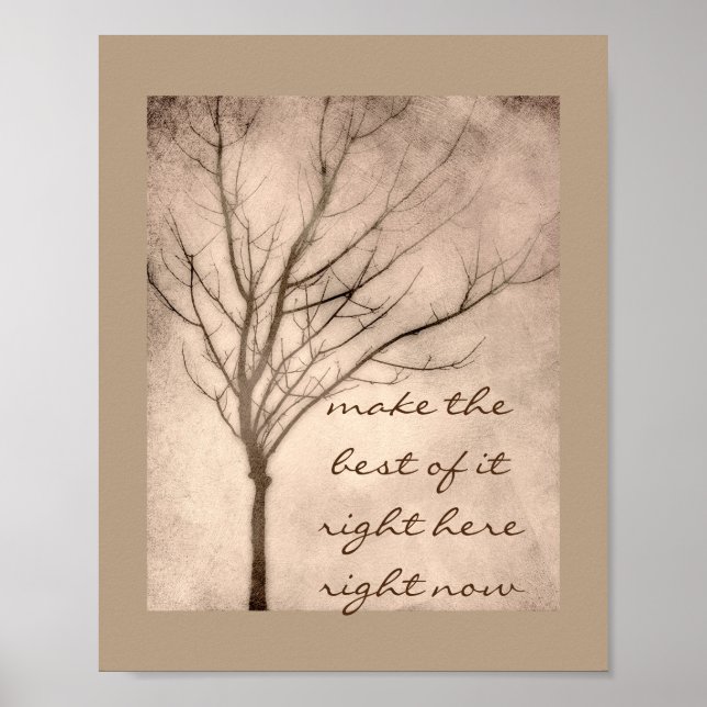 motivational quote poster nature art sepia tree (Front)