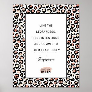 Motivational Quote Rose Gold Blush Leopard Print