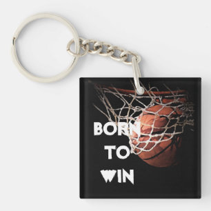 Motivational Quote Saying Basketball Born to Win Key Ring