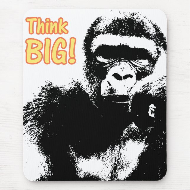 Motivational Quote Think Big Pop Art Gorilla Mouse Mat (Front)