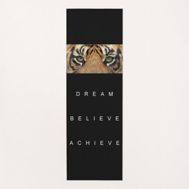 Motivational Quote Tiger Eyes Black Template Yoga Mat (Front)