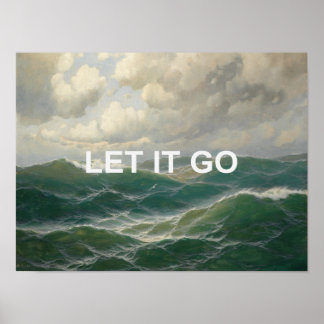 Motivational Quote + Vintage Seascape Painting Poster