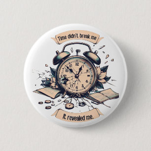 Motivational quote with a broken clock – Symbolic 6 Cm Round Badge