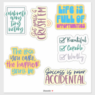 Motivational Quotes Custom Cut Sticker Pack