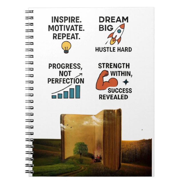 "Motivational Quotes Notebook – Dream Big, Hustle  (Front)