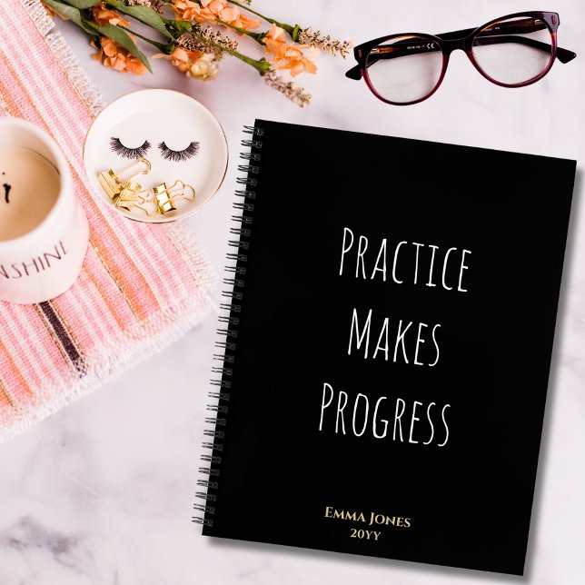 Motivational Quotes Practice Makes Progress Custom Notebook (Creator Uploaded)