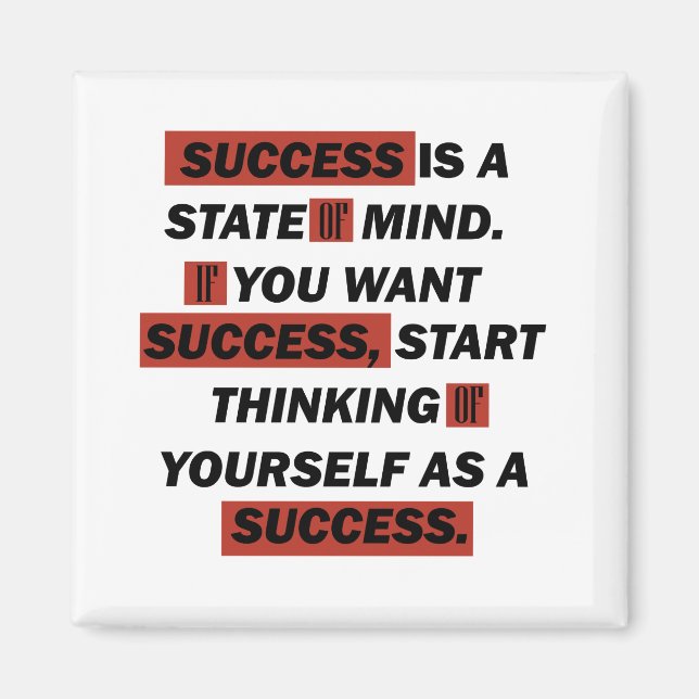 Motivational quotes success in life magnet (Front)