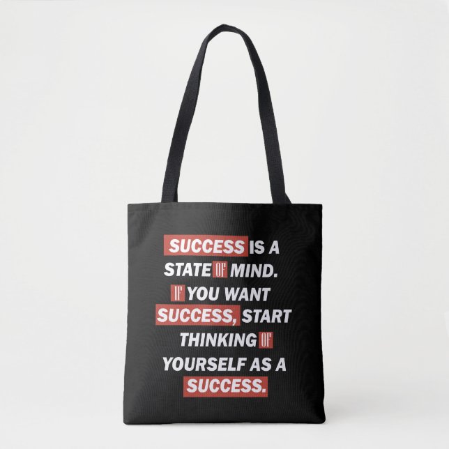 Motivational quotes success in life tote bag (Front)