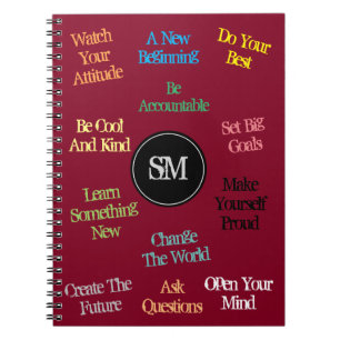 Motivational Quotes Your Monogram Burgundy Colour Notebook
