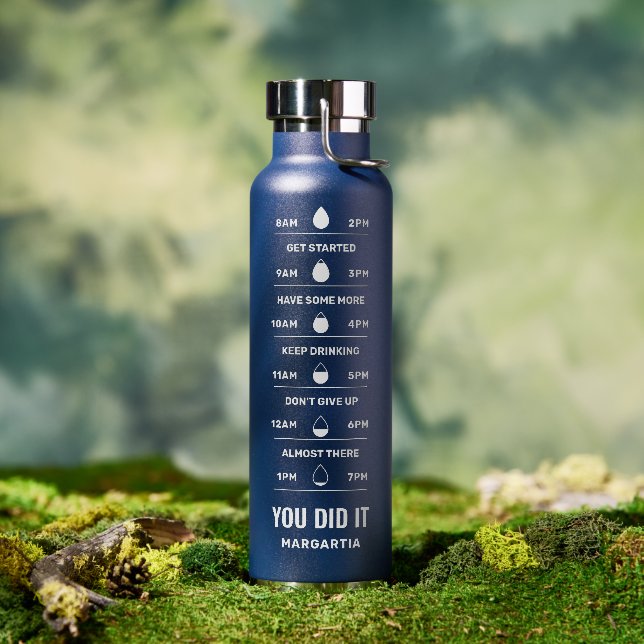 Motivational Reminder Your Name Modern Navy Water Bottle (Outdoor)
