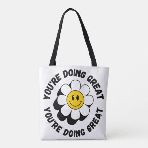 Motivational Retro Smiley Tote Bag - Positive Vibe