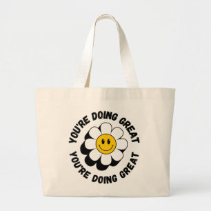 Motivational Retro Smiley Tote Bag - Positive Vibe