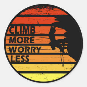 Motivational rock climbing saying classic round sticker
