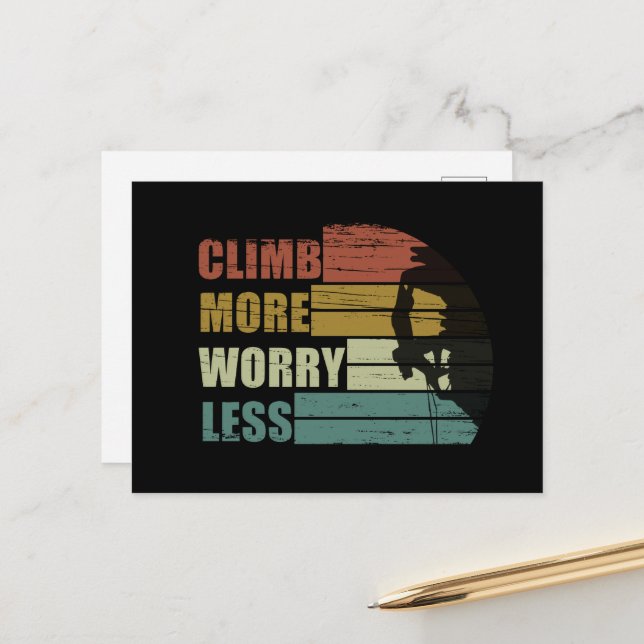 Motivational rock climbing saying holiday postcard (Front/Back In Situ)