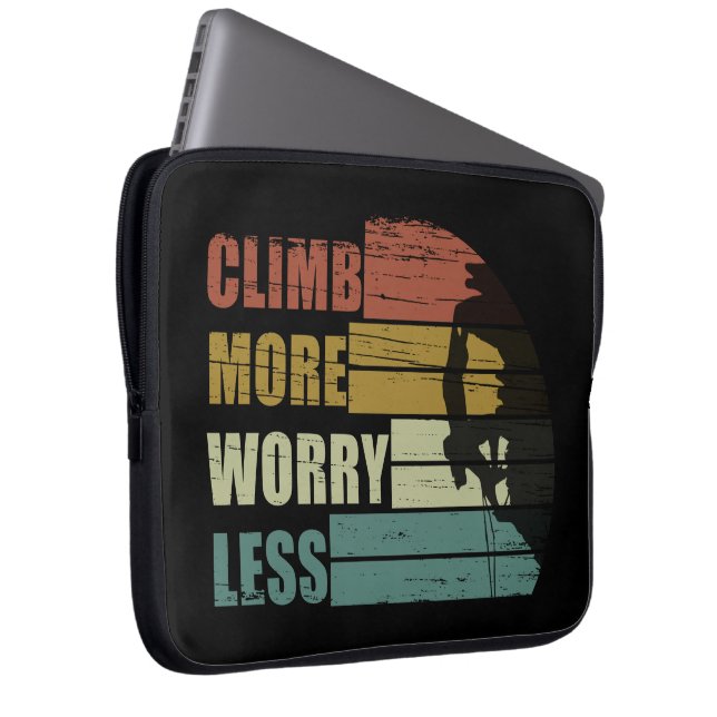 Motivational rock climbing saying laptop sleeve (Front Right)