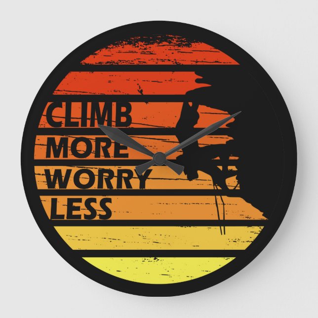 Motivational rock climbing saying large clock (Front)