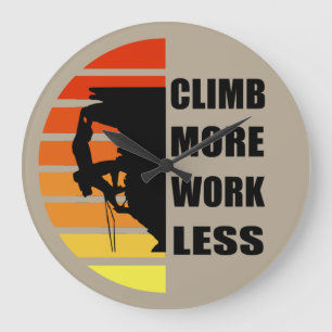 Motivational rock climbing saying large clock