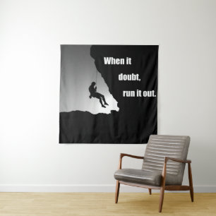 Motivational rock climbing tapestry