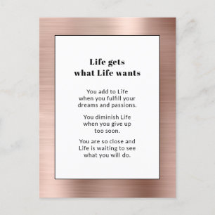 Motivational Rose Gold Brushed Metal  Postcard