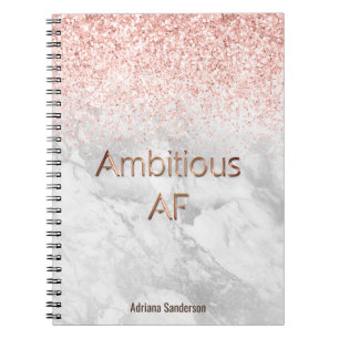 Motivational Rose Gold Glitter Personalised  Notebook