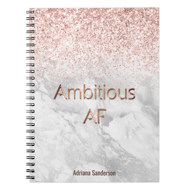 Motivational Rose Gold Glitter Personalised  Notebook (Front)
