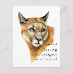 Motivational Scripture Joshua Cougar Animal art Postcard