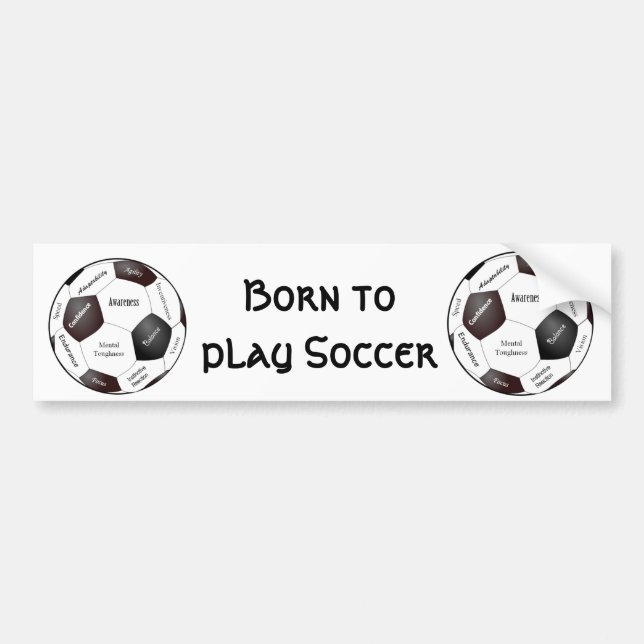 Motivational Soccer Game, Sports Words Bumper Sticker (Front)
