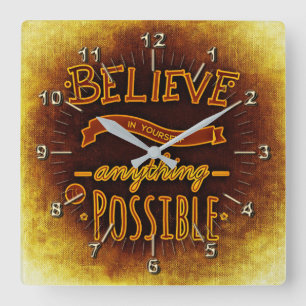 Motivational Square Wall Clock
