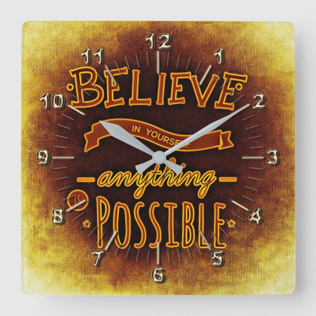 Motivational Square Wall Clock (Front)
