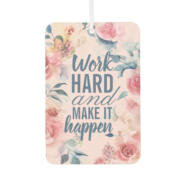Motivational Success Artistic Pink Roses Car Air Freshener (Front)