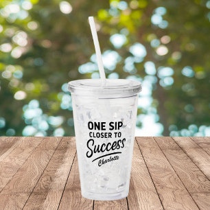 Motivational success quote black acrylic tumbler