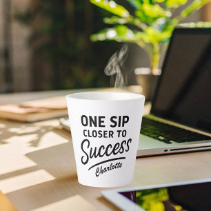 Motivational success quote black latte mug