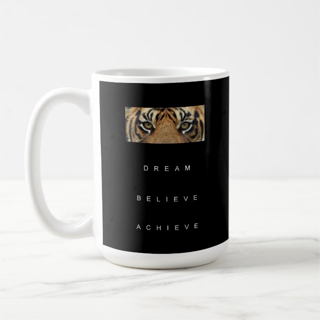 Motivational Success Quote Tiger Eyes Template Coffee Mug (Left)