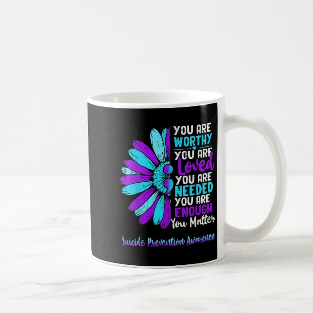 Motivational Suicide Prevention Awareness Teal Pur Coffee Mug (Right)