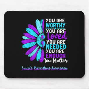 Motivational Suicide Prevention Awareness Teal Pur Mouse Mat
