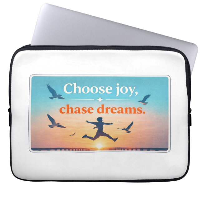 Motivational Sunset Quote Art Laptop Sleeve (Front)