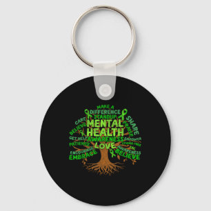 Motivational Support Green Tree Mental Health Awar Key Ring