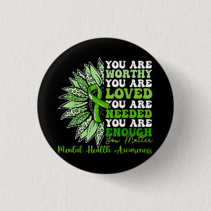 Motivational Support Warrior Mental Health Awarene 3 Cm Round Badge