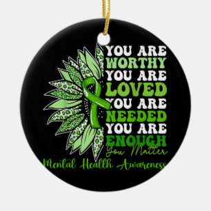 Motivational Support Warrior Mental Health Awarene Ceramic Tree Decoration