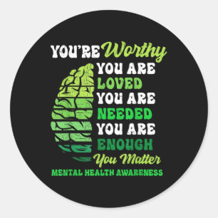 Motivational Support Warrior Mental Health Awarene Classic Round Sticker