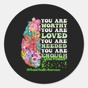 Motivational Support Warrior Mental Health Awarene Classic Round Sticker