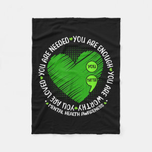 Motivational Support Warrior Mental Health Awarene Fleece Blanket