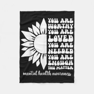 Motivational Support Warrior Mental Health Awarene Fleece Blanket