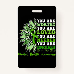 Motivational Support Warrior Mental Health Awarene ID Badge